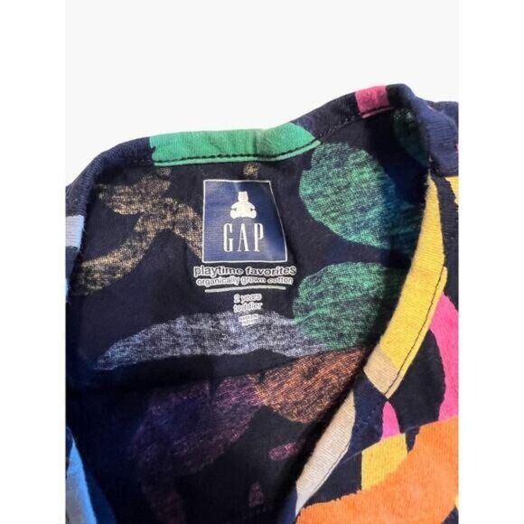 Baby GAP Toddler Girls Size 2 Organic Cotton Tee Rainbow Floral Excellent - Picture 3 of 4